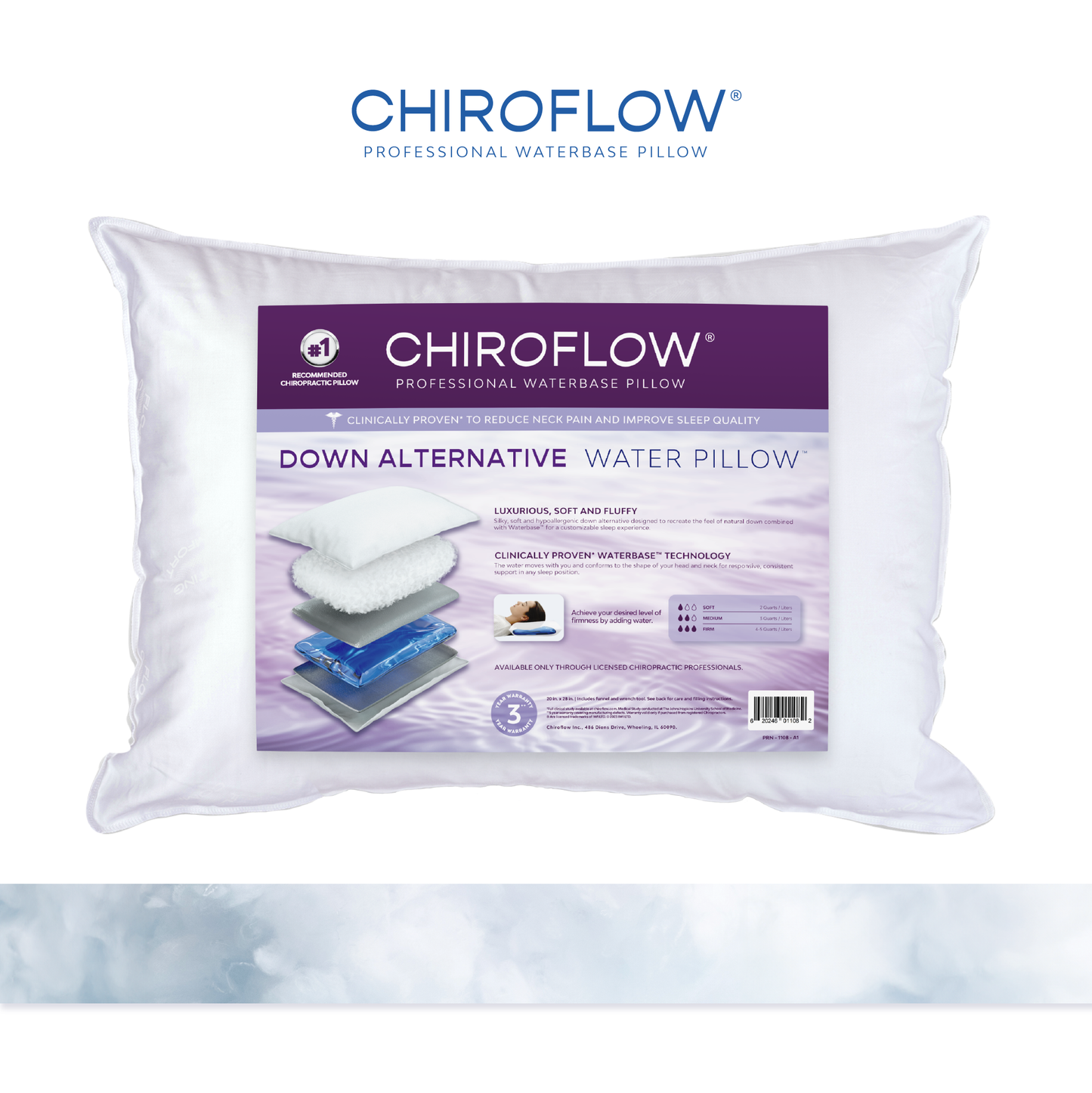 Chiroflow Down Alternative Water Pillows - 4 Pack