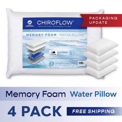 Chiroflow Premium Memory Foam Water Pillows - 4 Pack