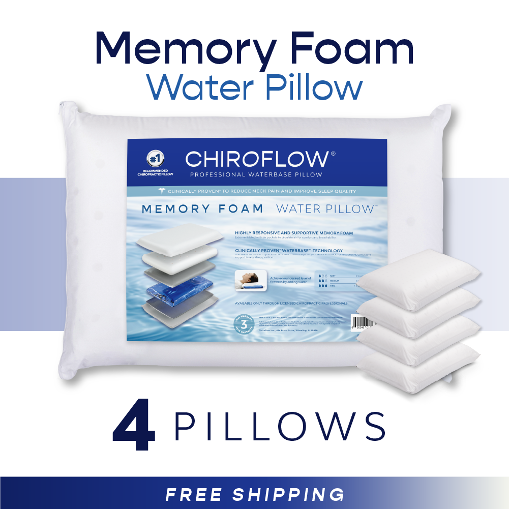 Chiroflow Premium Memory Foam Water Pillows - 4 Pack