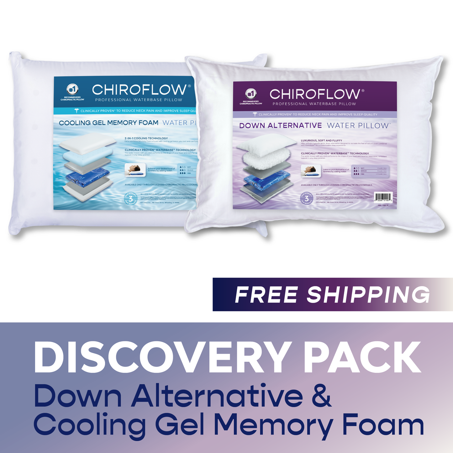 Cooling Gel Memory Foam + Down Alternative (Discovery 2 Pack)